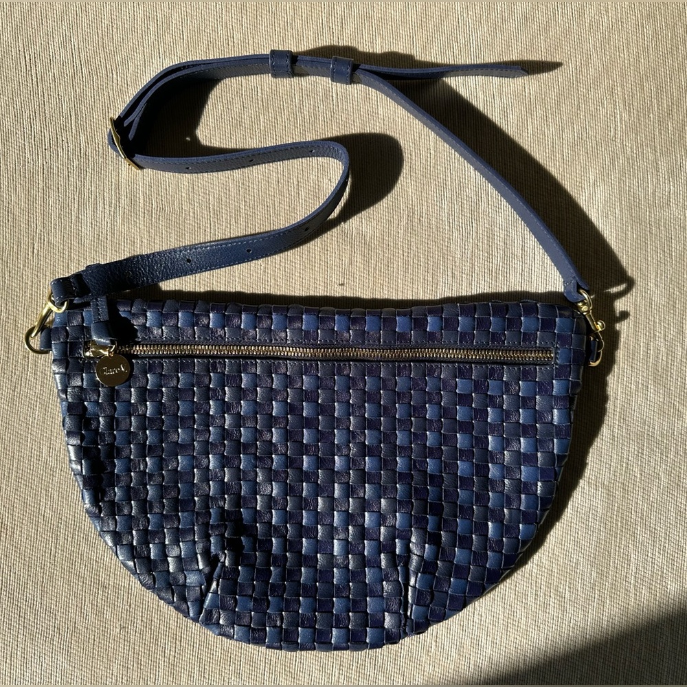 Clare V. Grande Fanny Navy Woven Checker